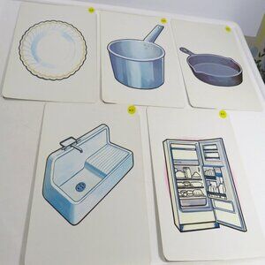 Peabody 60s FOOD Kitchen items (5) cards Vintage Artwork